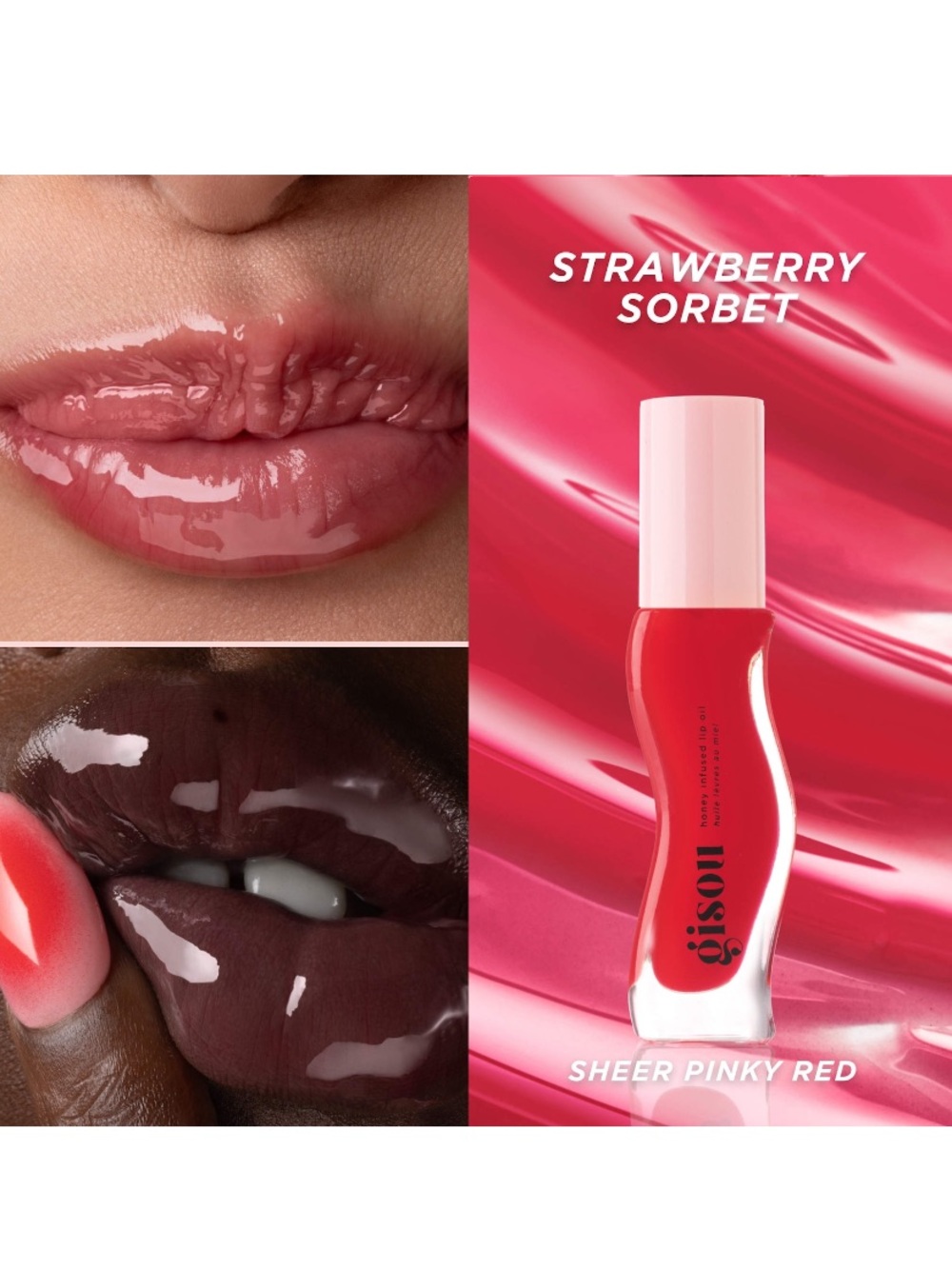 Brand new in box gisou lip oil in strawberry sorbet